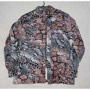 Publish Shirt Jacket Mens 3XL Brown Snakeskin Print Zip Front Drawstring Hem